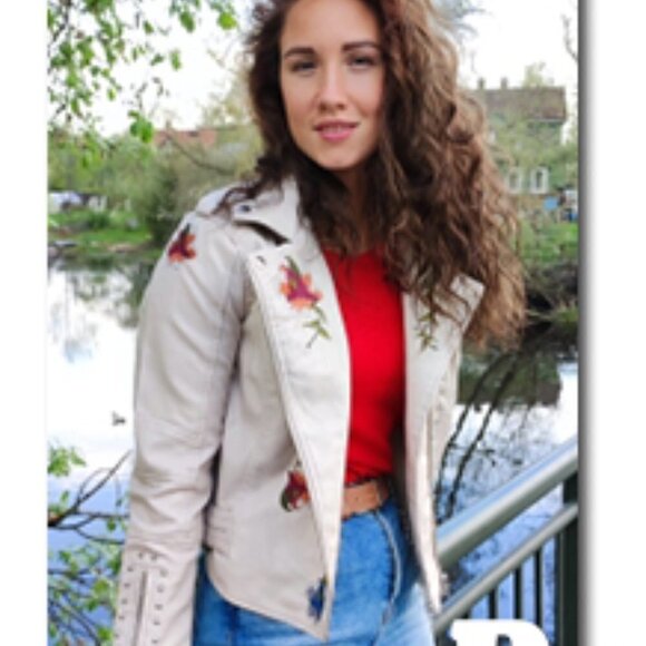 Ly Varey Faux Leather Jacket Soft Embroidered Rivet Motorcycle Punk Style CPO - Picture 6 of 15